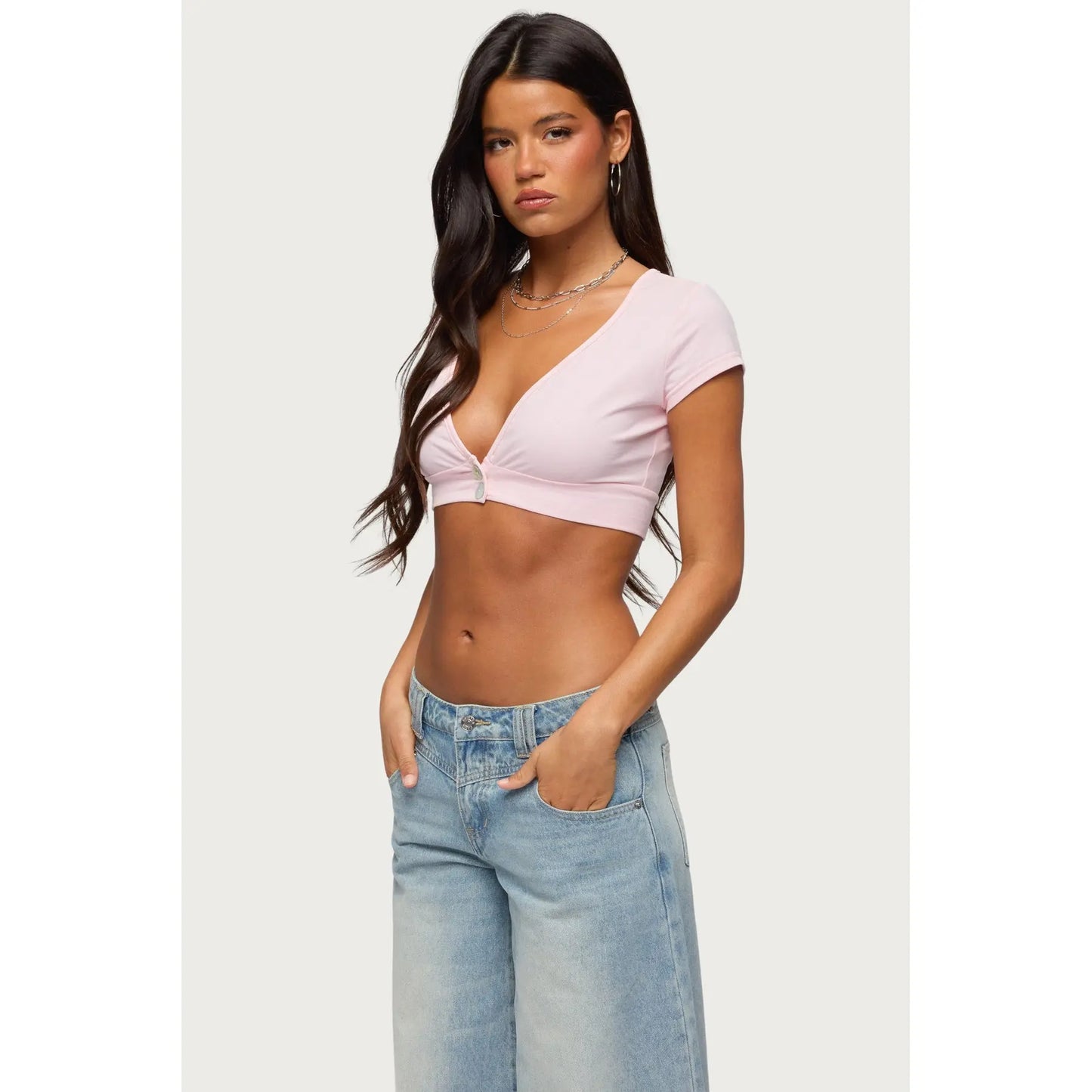 Cecey Button up Crop Top