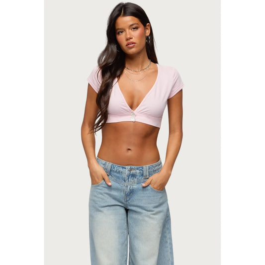 Cecey Button up Crop Top